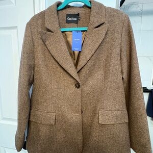 Women's Brown Houndstooth Blazer with Elbow Patches